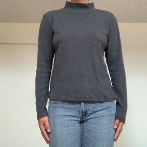 Gray cotton mock neck